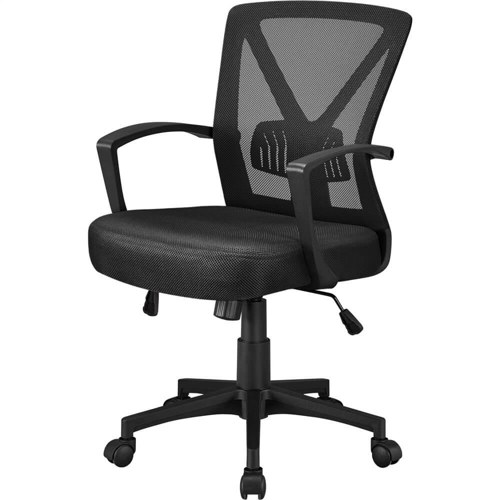 Mesh Office Chair with S-Shaped Backrest & Adjustable Height — side view