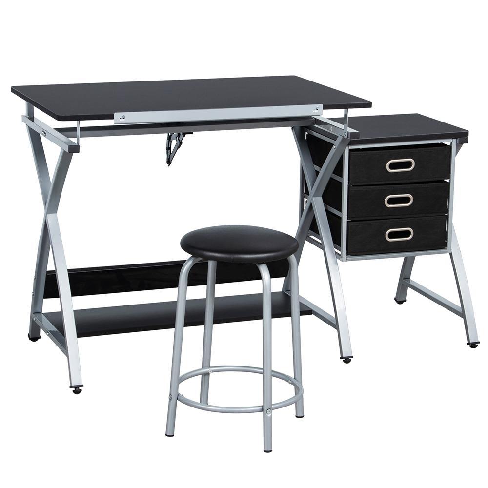 Drafting Desk & Stool Set with Adjustable Tilt, up to 60° — detail view