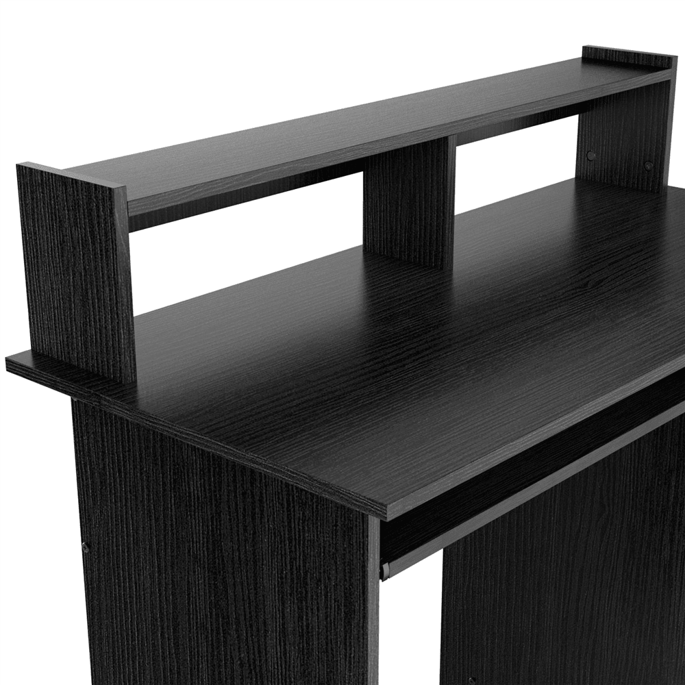 Home Office Computer Desk with Monitor Hutch & Keyboard Tray — alternate angle