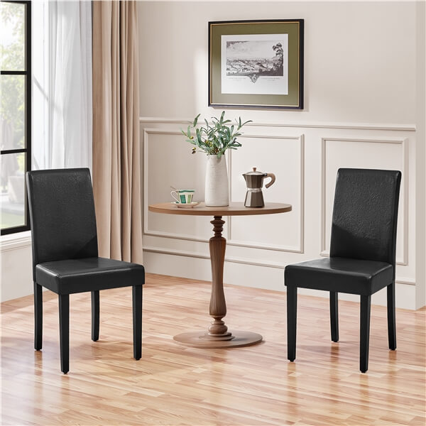 Armless Faux Leather Dining Chairs, Set of 2, High Back — lifestyle view