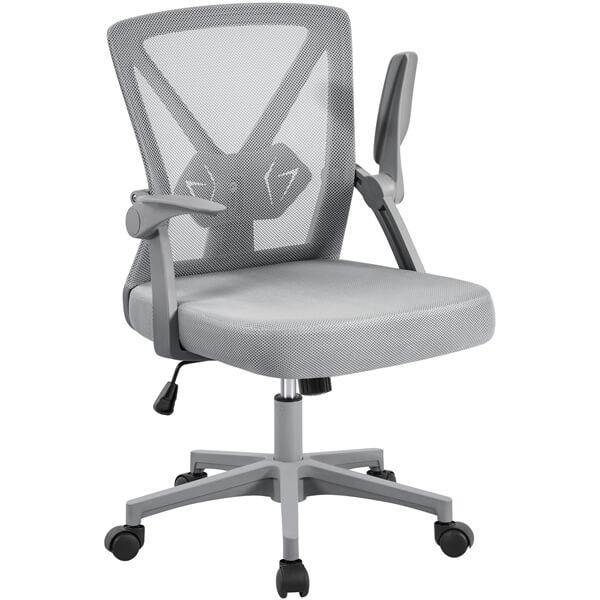 Mesh Office Chair with Flip-Up Arms & Rocking Function — front view