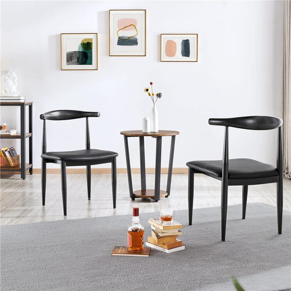 Modern Upholstered Dining Chairs, Set of 2, Soft Cushion — front view