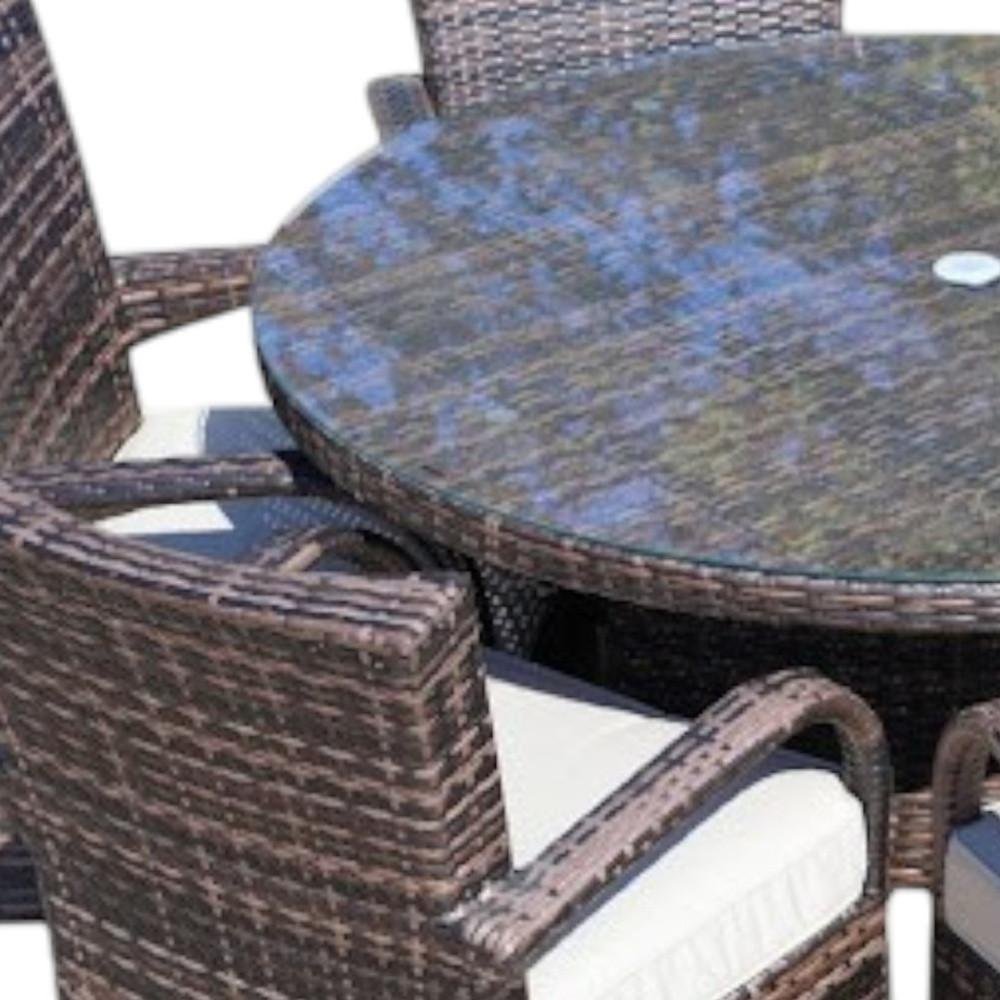 Seven-Piece Round Glass Dining Set with Clear and Gray Finish, Modern Design