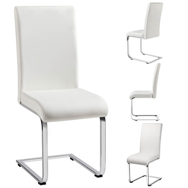 Faux Leather Dining Chairs, Set of 6, with Silver-Plated Legs — detail view
