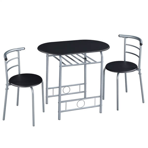 3-Piece Round Dining Table Set with Storage Rack — lifestyle view
