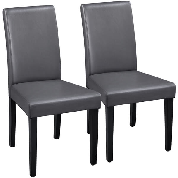 Armless Faux Leather Dining Chairs, Set of 2, High Back — alternate angle
