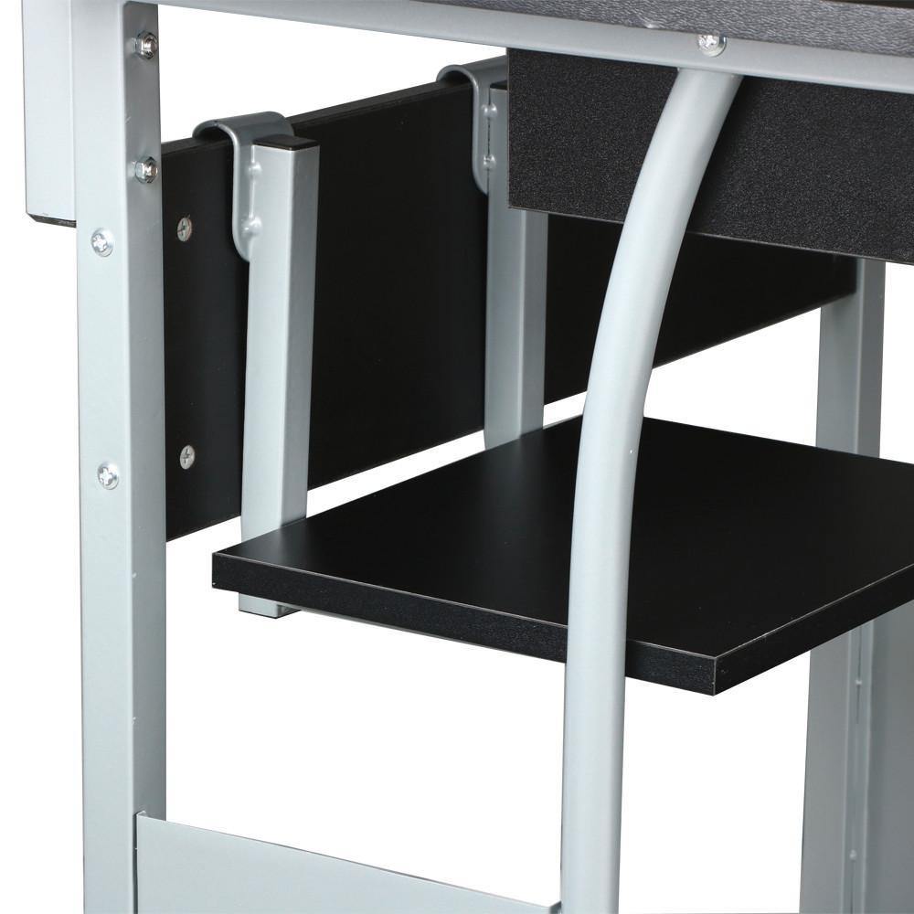3-Tier Mobile Computer Desk with Keyboard Tray & Locking Wheels — alternate angle
