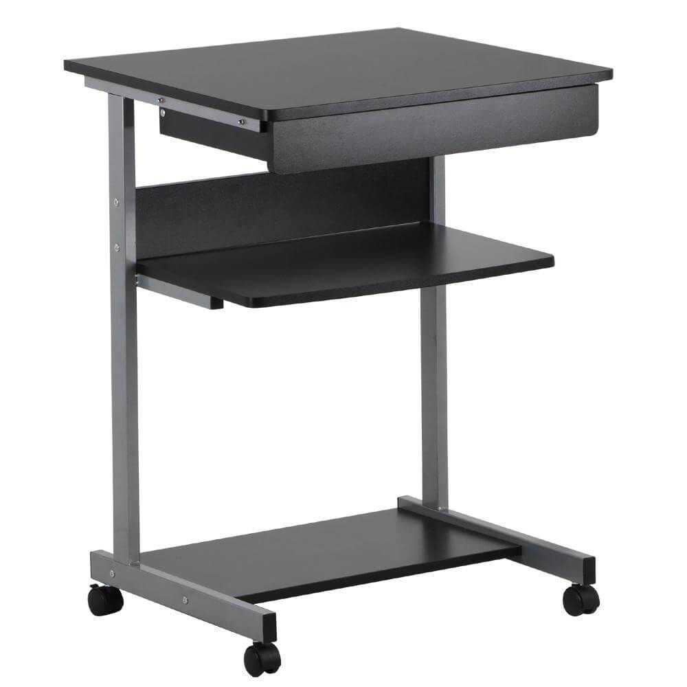 Rolling Laptop Desk with Storage Drawer & Locking Casters — detail view