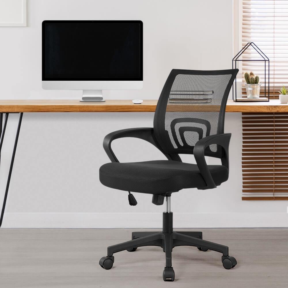 Mid-Back Office Chair with Breathable Mesh & Reclining Tilt — front view