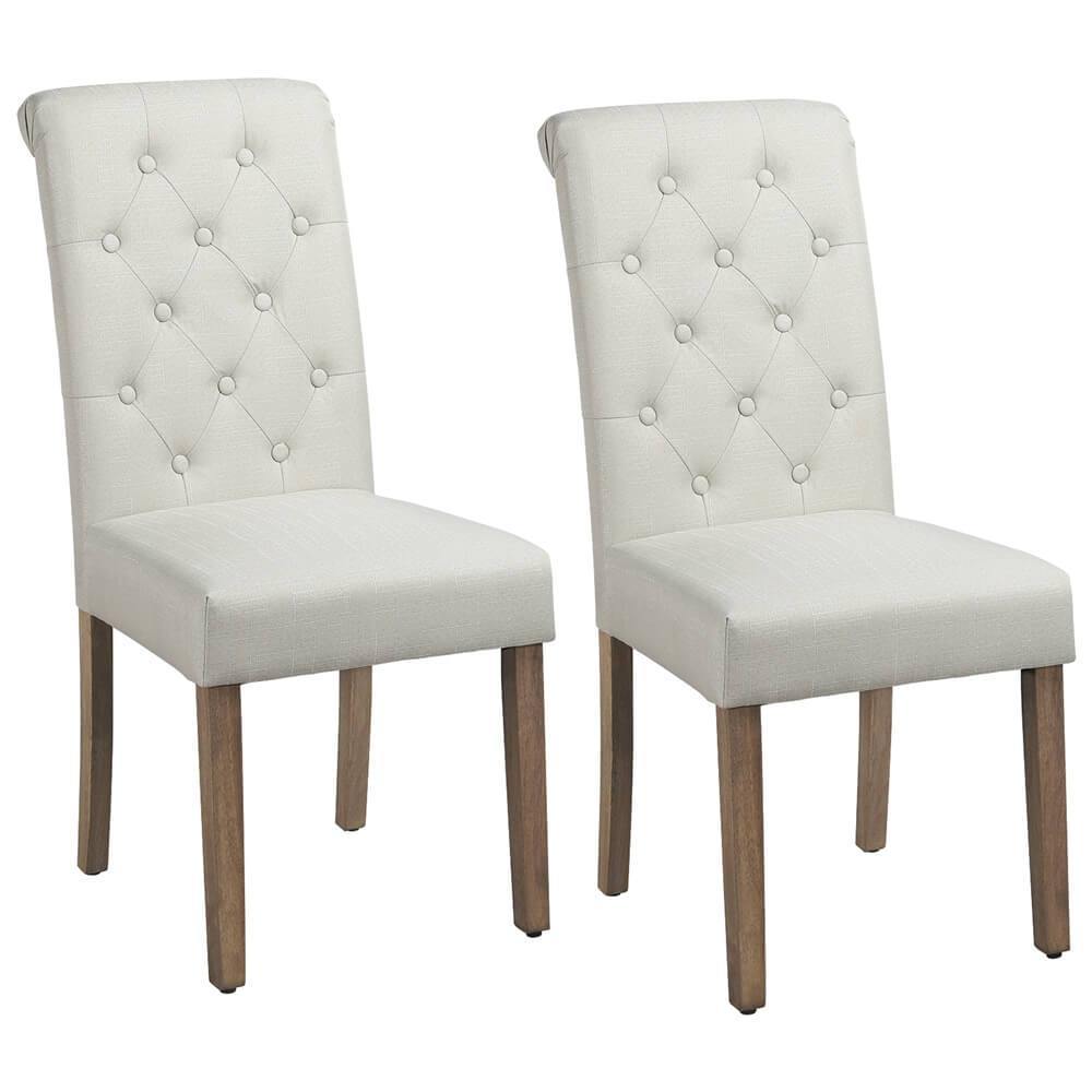 Faux Leather Parsons Dining Chairs, Set of 2, Easy to Clean — side view