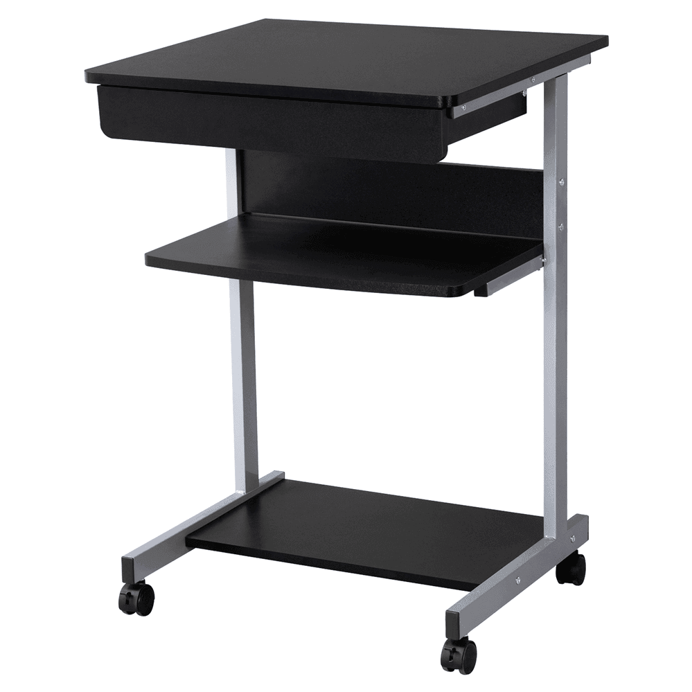 Rolling Laptop Desk with Storage Drawer & Locking Casters — side view