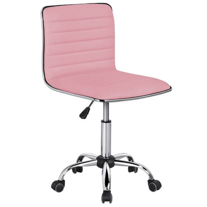 PU Leather Low-Back Office Chair with Adjustable Height & Chrome Base — side view