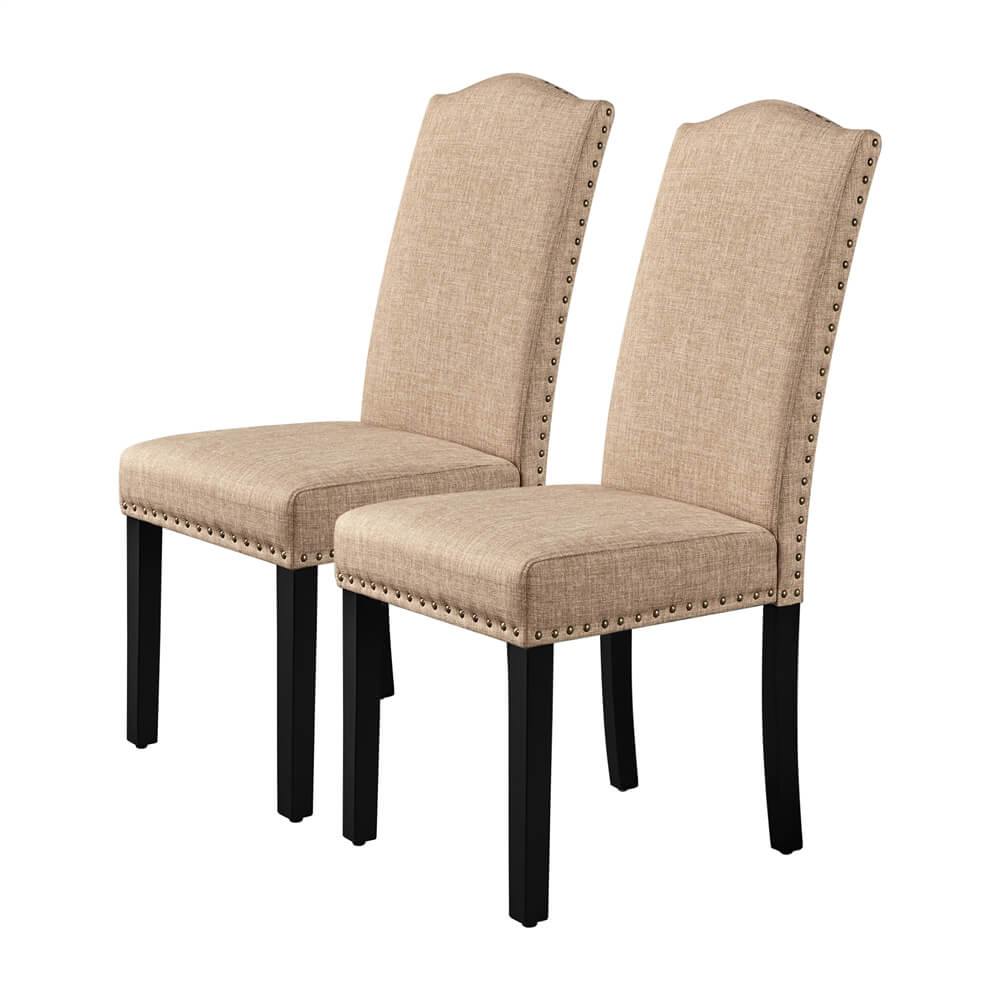 Upholstered Dining Chairs, Set of 6, with Nailhead Trim — side view