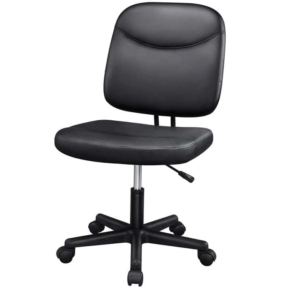 Armless Mid-Back Office Chair with Adjustable Height, Faux Leather — side view