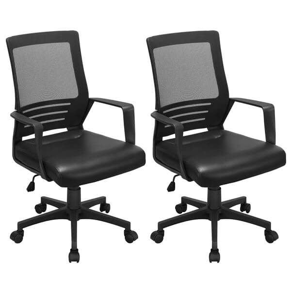 Brennware Mesh PU Leather Office Chair Adjustable Height Tilt in Brown – alternate angle