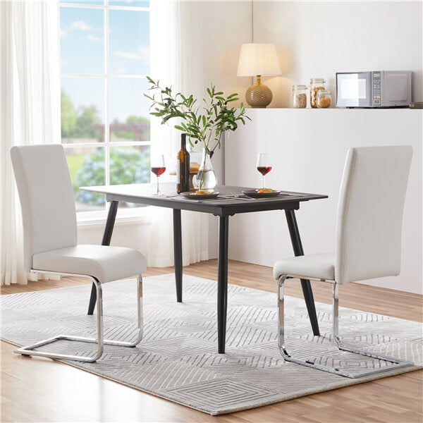 Faux Leather Dining Chairs, Set of 6, with Silver-Plated Legs — alternate angle