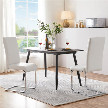 Faux Leather Dining Chairs, Set of 6, with Silver-Plated Legs — alternate angle