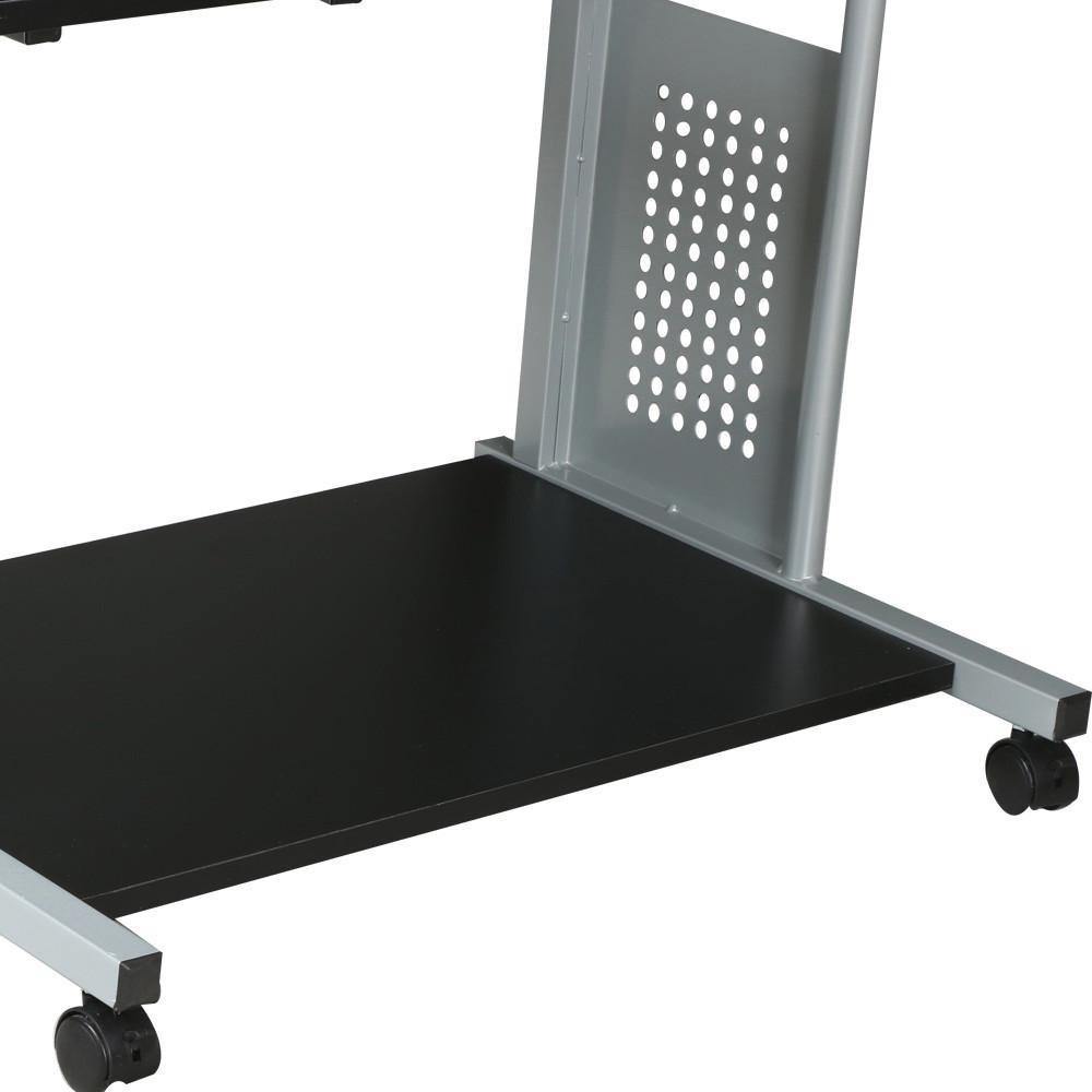 3-Tier Mobile Computer Desk with Keyboard Tray & Locking Wheels — lifestyle view