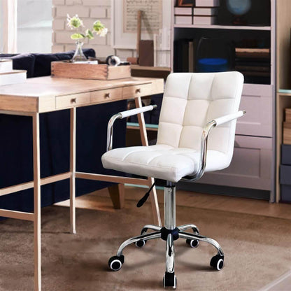 Modern PU Leather Office Chair with Adjustable Height & Armrests — front view