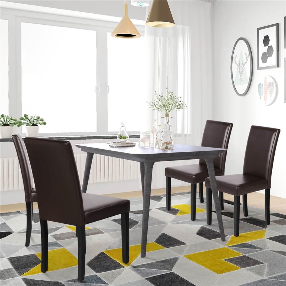 PU Cushion Dining Chairs, Set of 4, Easy to Clean — front view