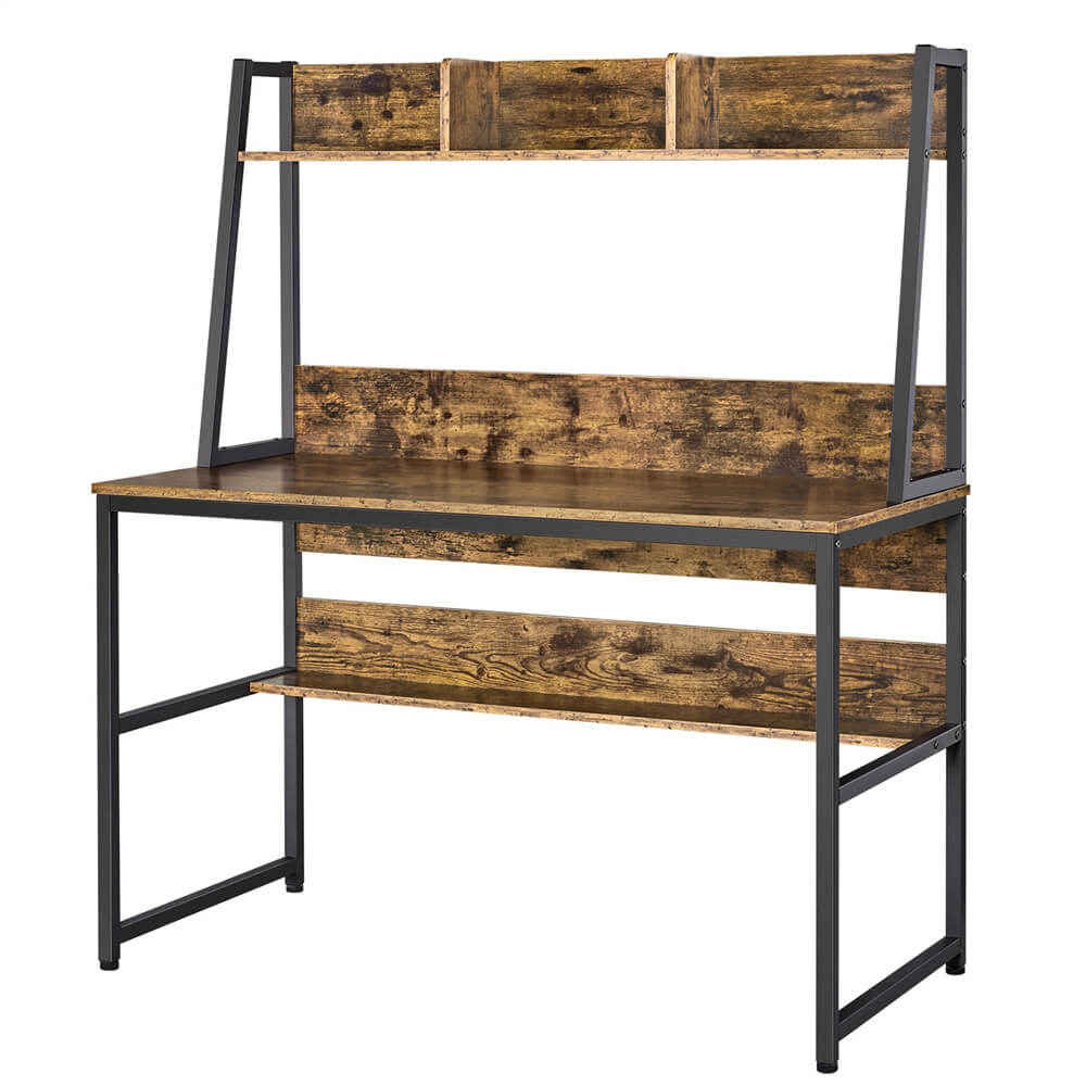 47-Inch Home Office Desk with Bookshelf & Storage Compartments — front view