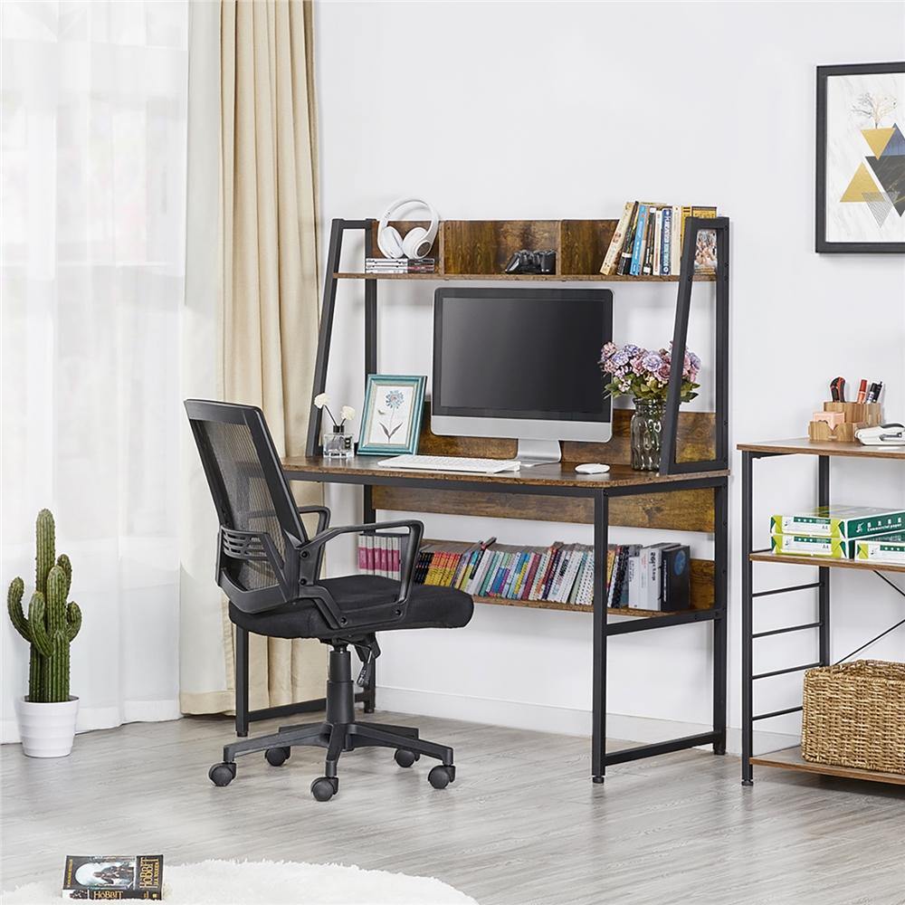 47-Inch Home Office Desk with Bookshelf & Storage Compartments — front view