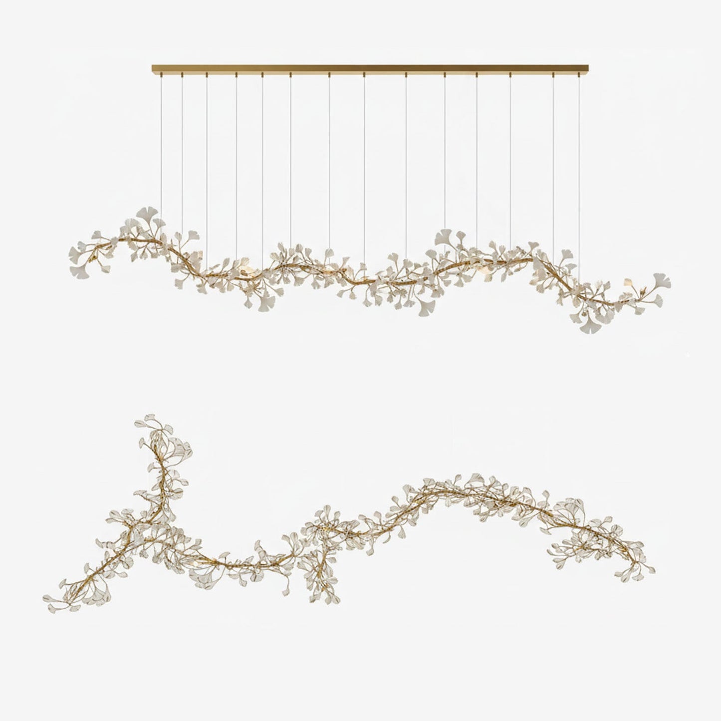 Porcelain Ginkgo Chandelier - Handcrafted, Energy Efficient Lighting — alternate angle