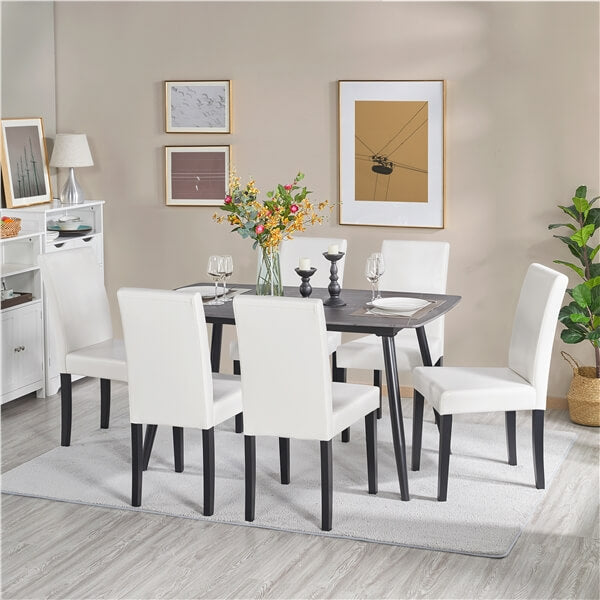 PU Leather Dining Chairs, Set of 4, with Curved Backrest — alternate angle