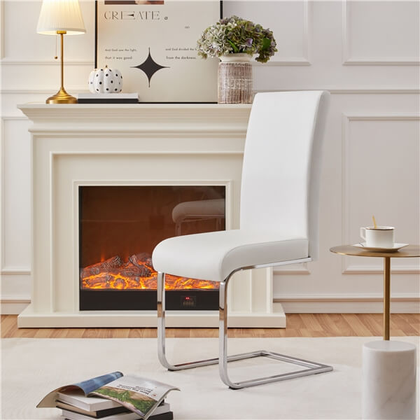 Faux Leather Dining Chairs, Set of 6, with Silver-Plated Legs — lifestyle view