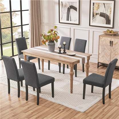 Upholstered Dining Chairs, Set of 6, with Sturdy Wooden Legs — front view