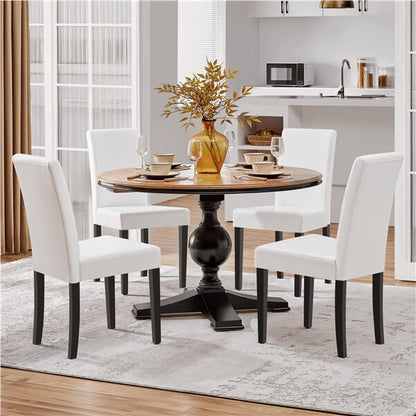 PU Leather Dining Chairs, Set of 4, with Curved Backrest — front view