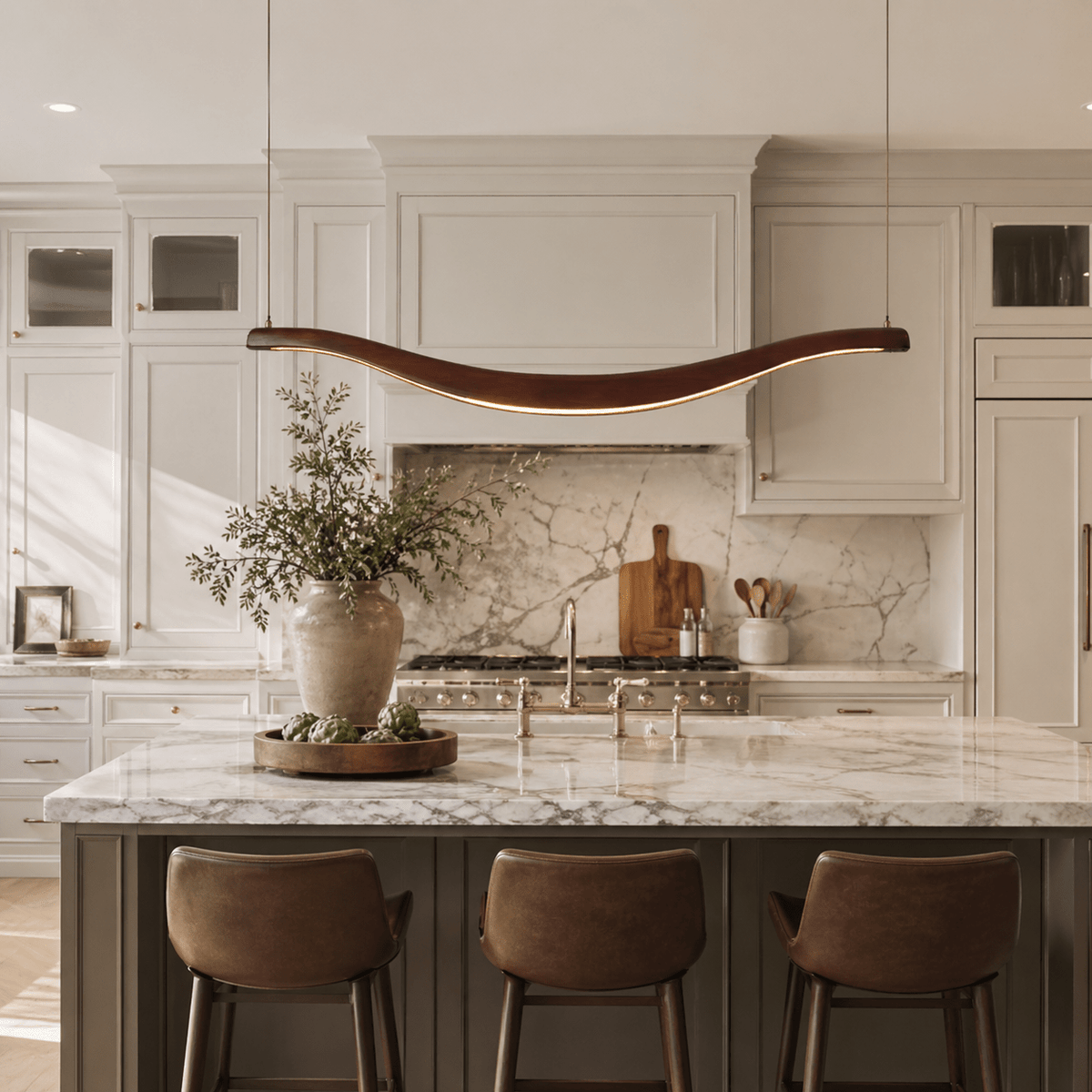 Wave-Shaped LED Chandelier with Dimmable Light — alternate angle