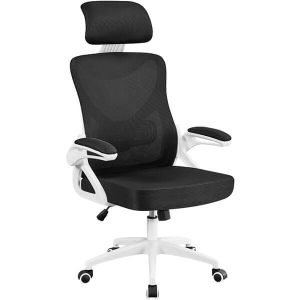High-Back Mesh Office Chair with Flip-Up Armrests & Lumbar Support — alternate angle
