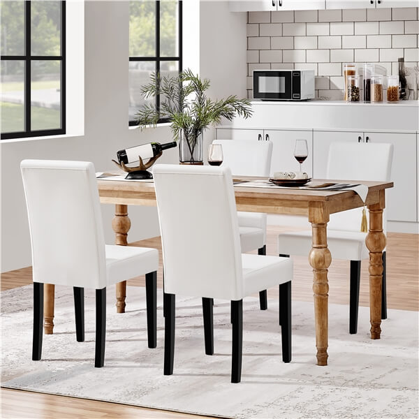 PU Leather Dining Chairs, Set of 4, with Curved Backrest — detail view