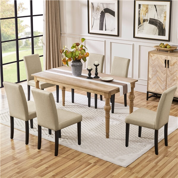 Dining Chairs Set of 6 Fabric Upholstered Parson Position 10