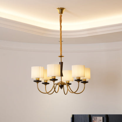 Walnut Copper Chandelier with Dimmable LED — lifestyle view