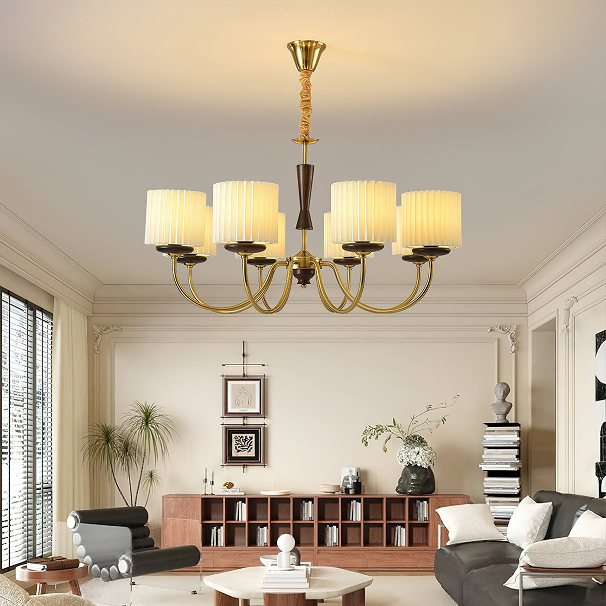 Walnut Copper Chandelier with Dimmable LED — alternate angle