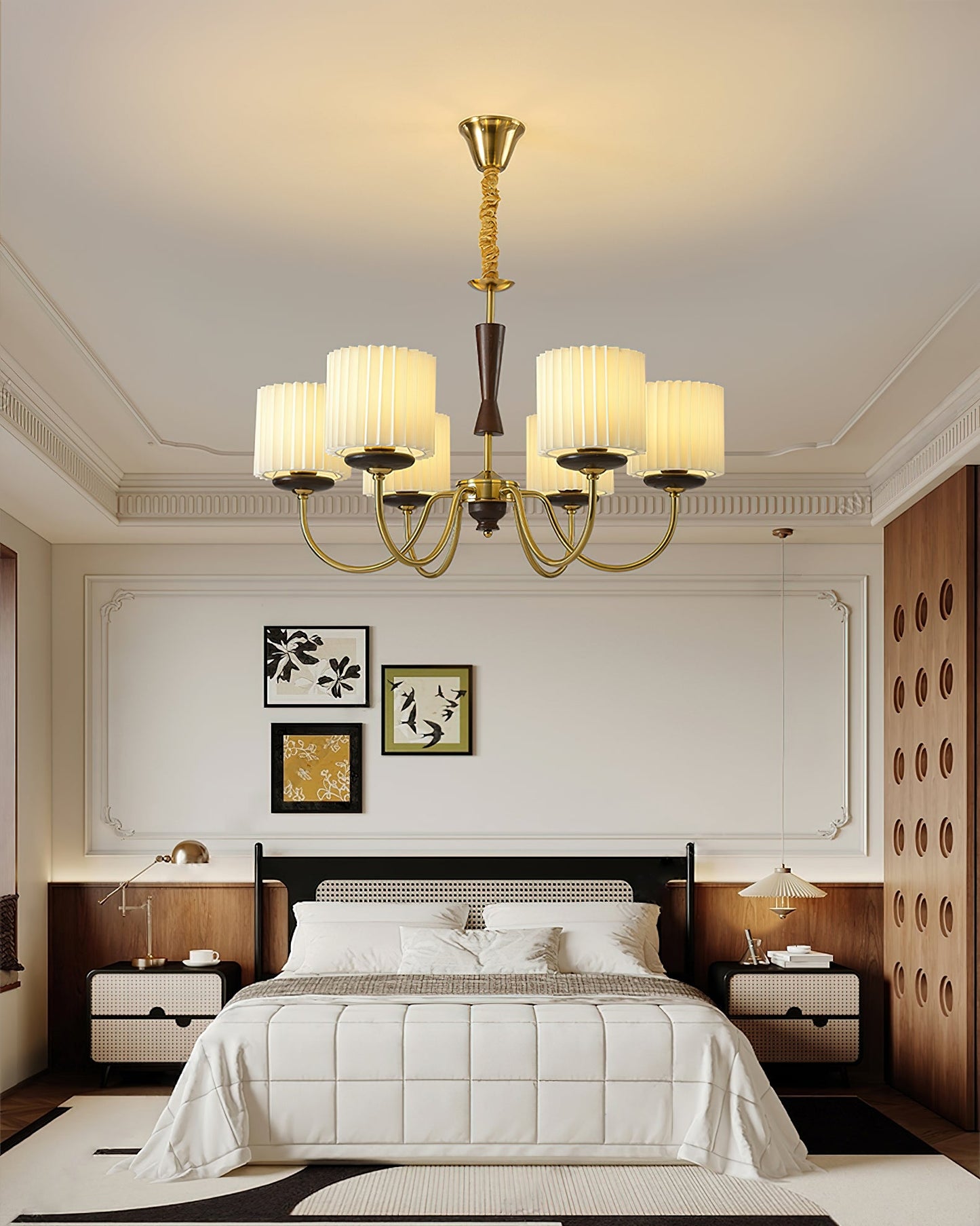 Walnut Copper Chandelier with Dimmable LED