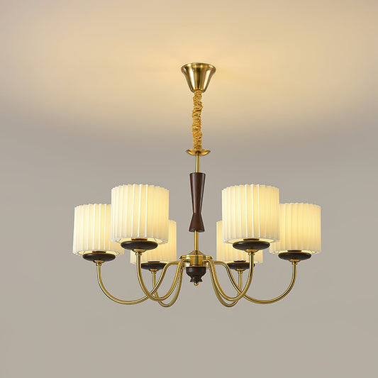 Walnut Copper Chandelier with Dimmable LED — front view
