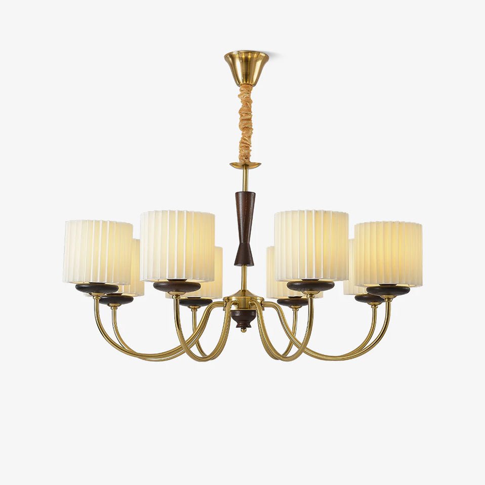 Walnut Copper Chandelier with Dimmable LED — detail view