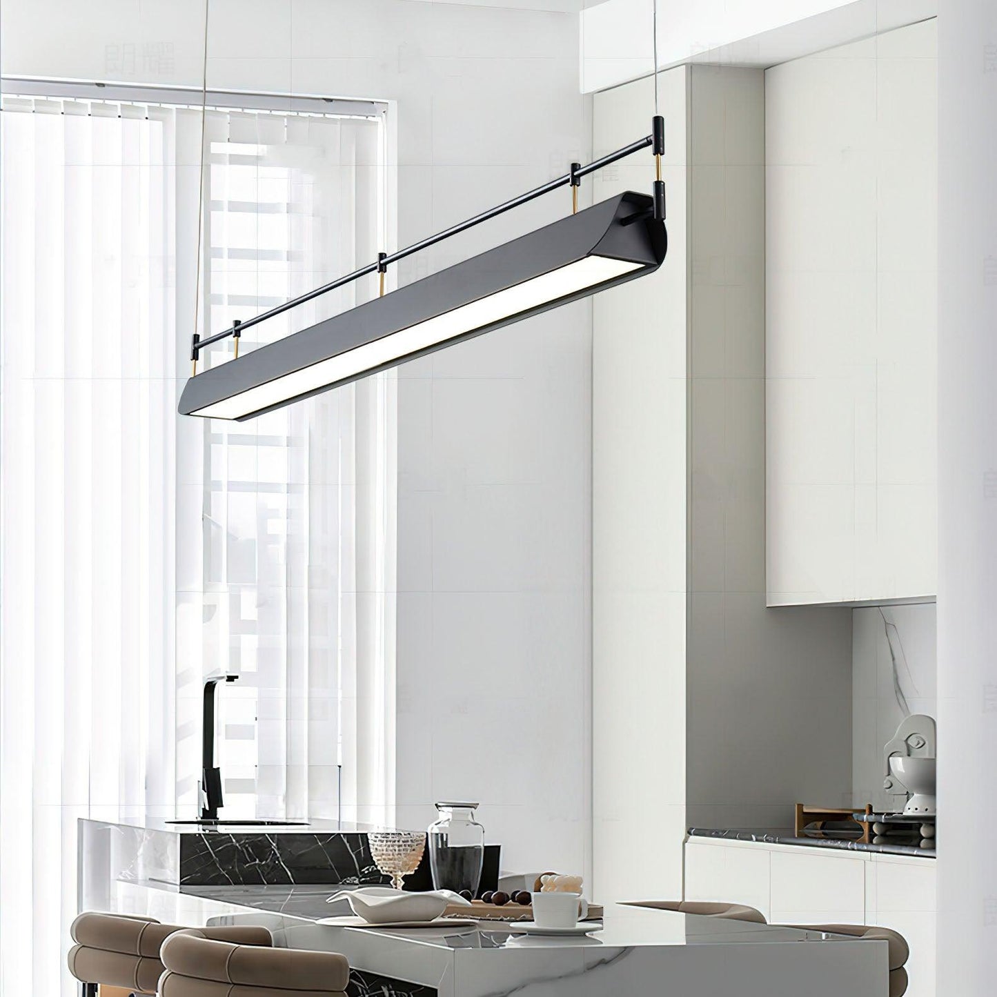Linear Roof-Style Chandelier with Adjustable Brightness