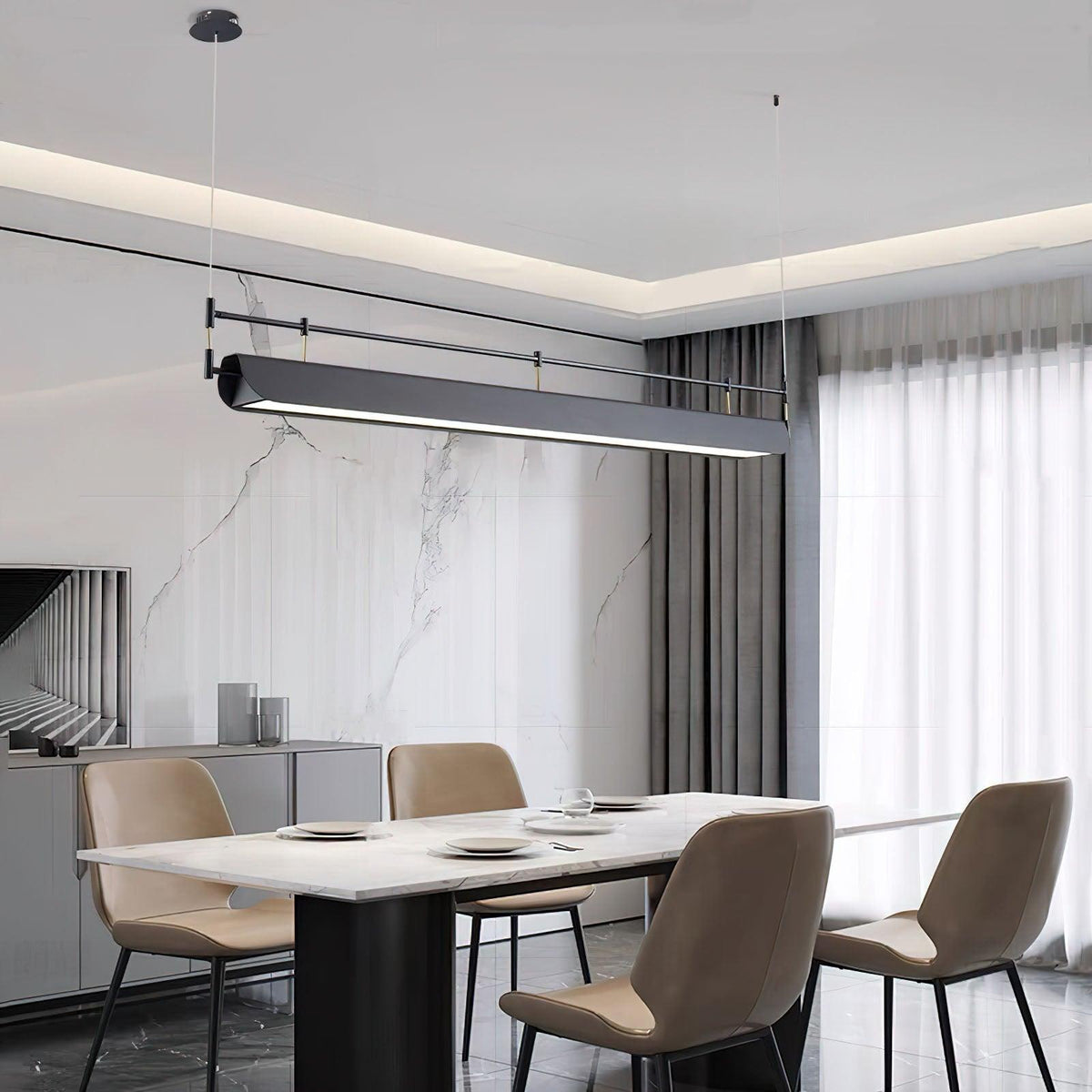 Linear Roof-Style Chandelier with Adjustable Brightness