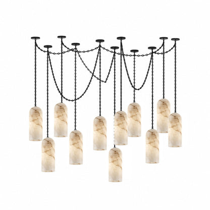 Cascading Capsule Chandelier with Adjustable Heads