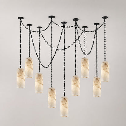 Cascading Capsule Chandelier with Adjustable Heads