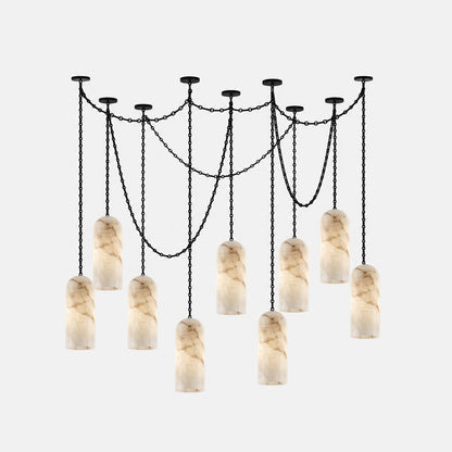 Cascading Capsule Chandelier with Adjustable Heads