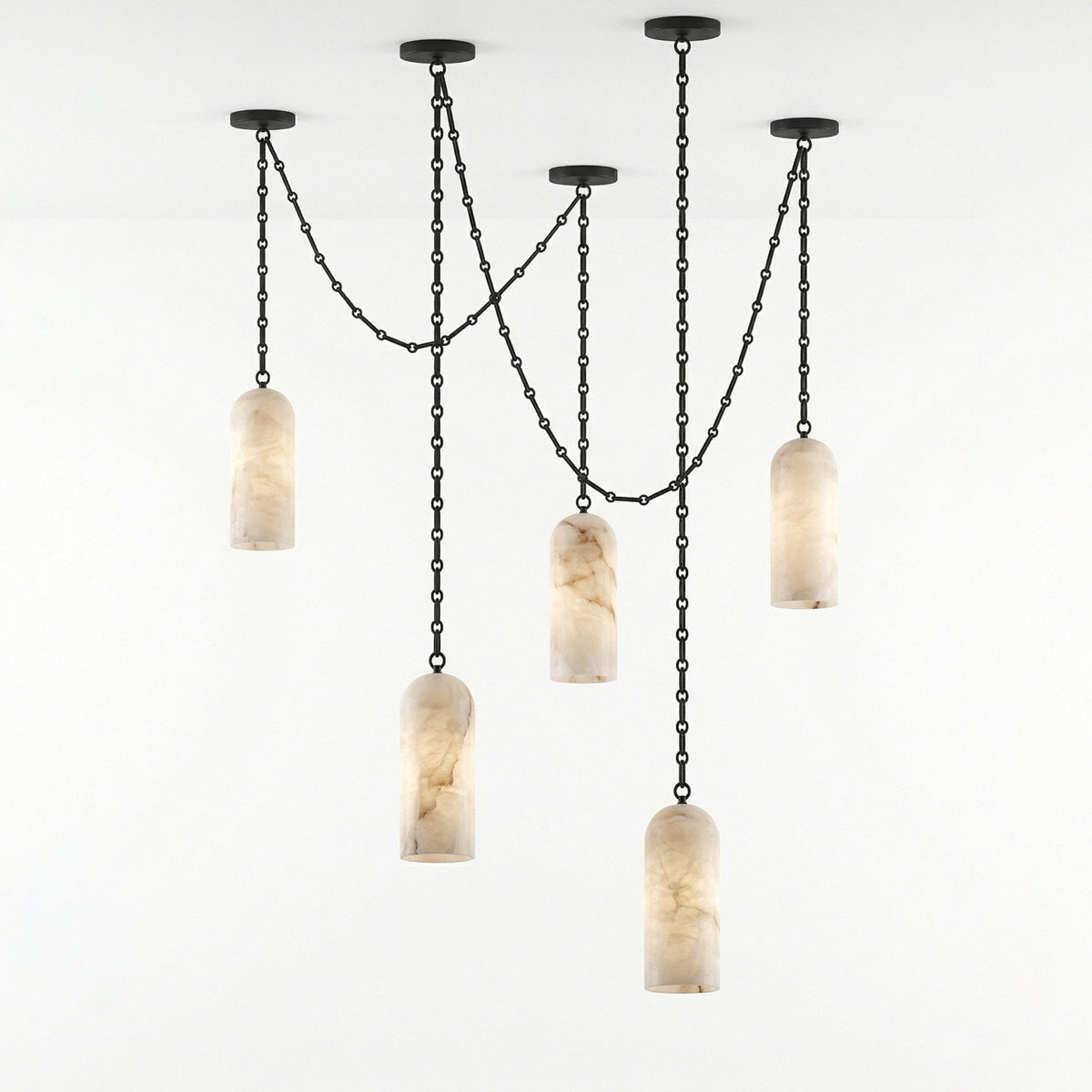 Cascading Capsule Chandelier with Adjustable Heads