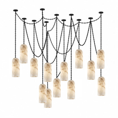 Cascading Capsule Chandelier with Adjustable Heads