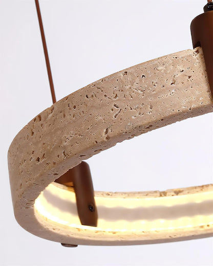 Celestial Orbit Travertine Chandelier with Adjustable Height