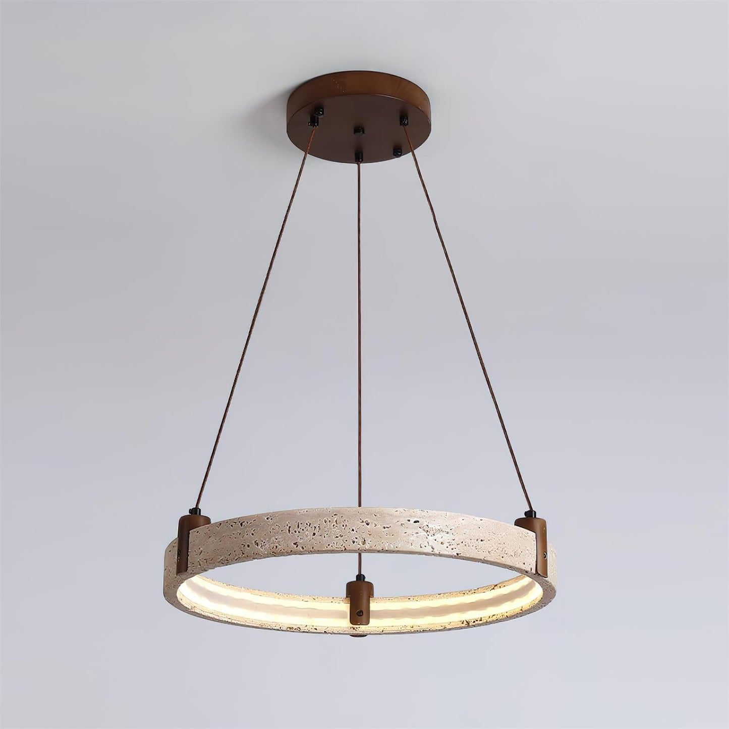 Celestial Orbit Travertine Chandelier with Adjustable Height — front view