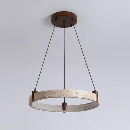 Celestial Orbit Travertine Chandelier with Adjustable Height